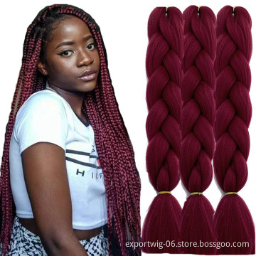 Jumbo Braiding Hair Extensions Yaki Perm Straight Long Solid And Mixed Color 24 Inch 100g Gray Black Synthetic Fiber